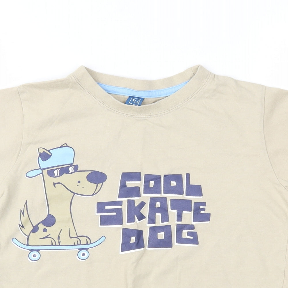 TU Boys Beige  Jersey Basic T-Shirt Size 7 Years