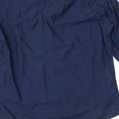 Mens UK Size 15 Cedar Wood State Blue  Button-Up Long Sleeve Casual Shirt