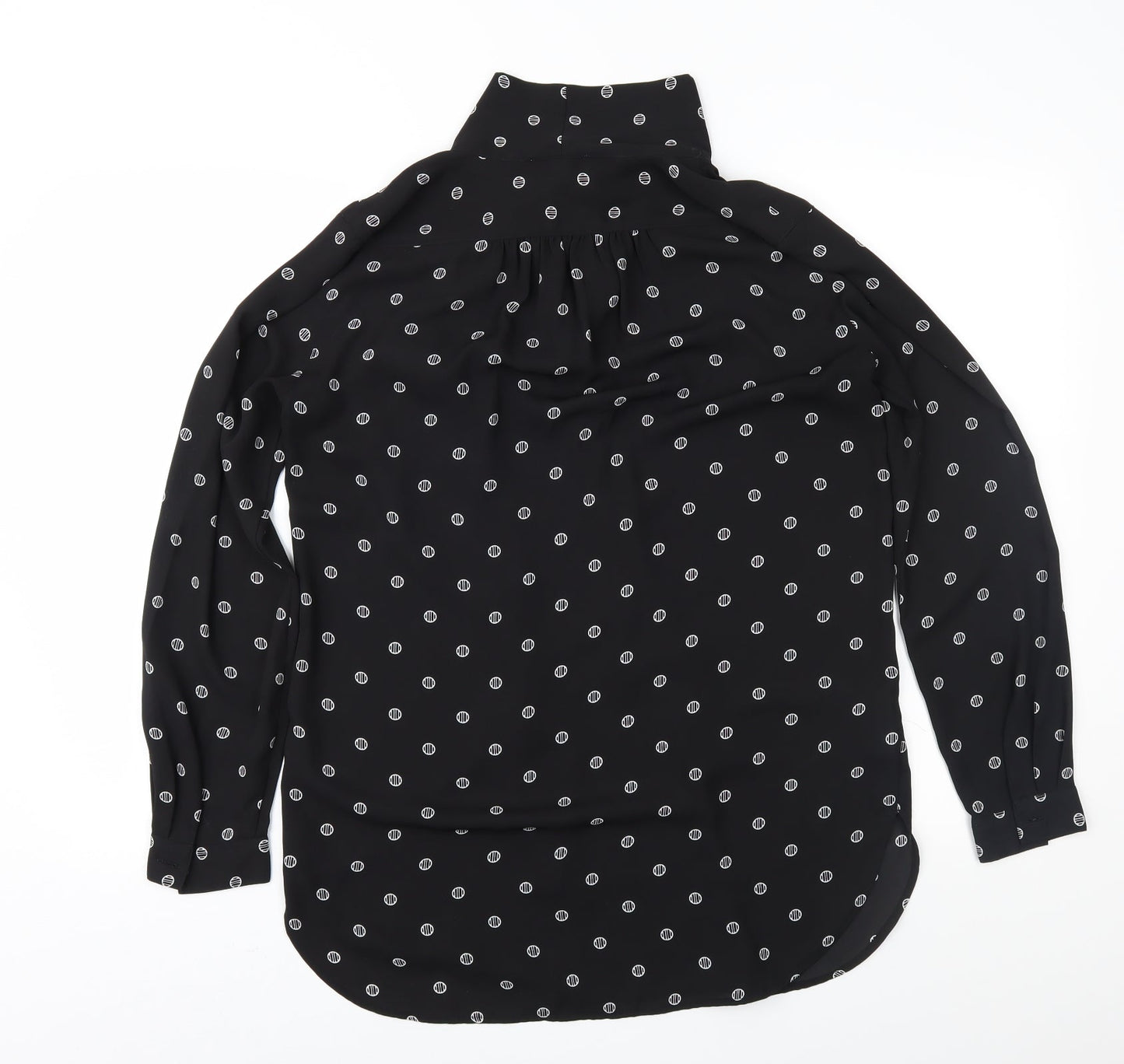 LOFT Womens Black Geometric Chiffon Basic Blouse Size S