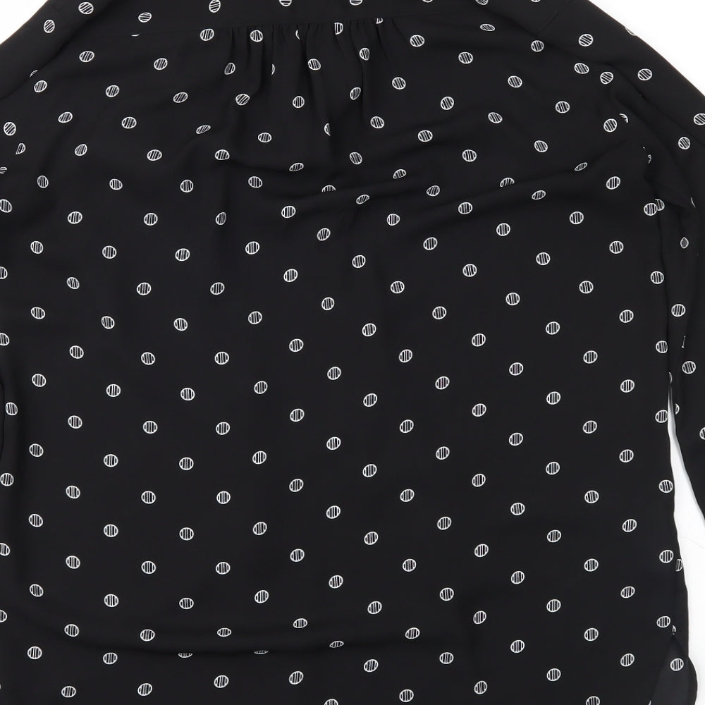 LOFT Womens Black Geometric Chiffon Basic Blouse Size S