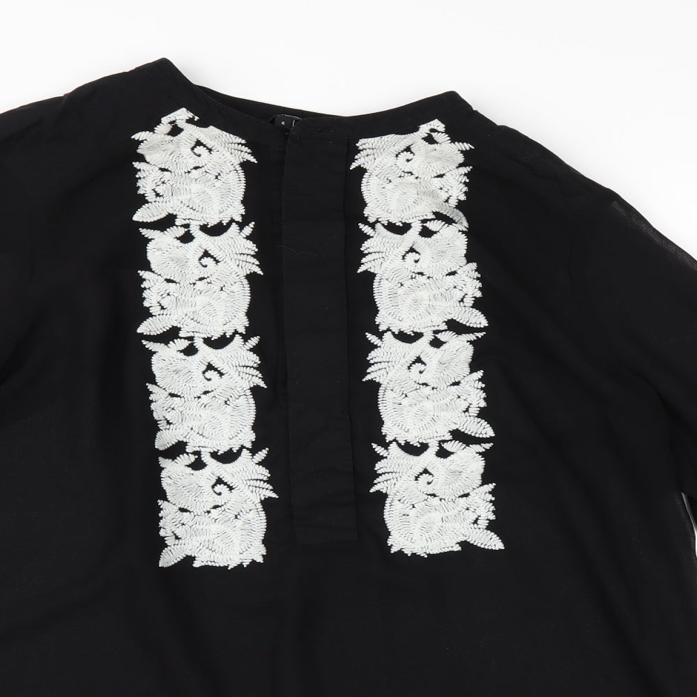Womens UK Size 6 NEXT Black Tunic Blouse