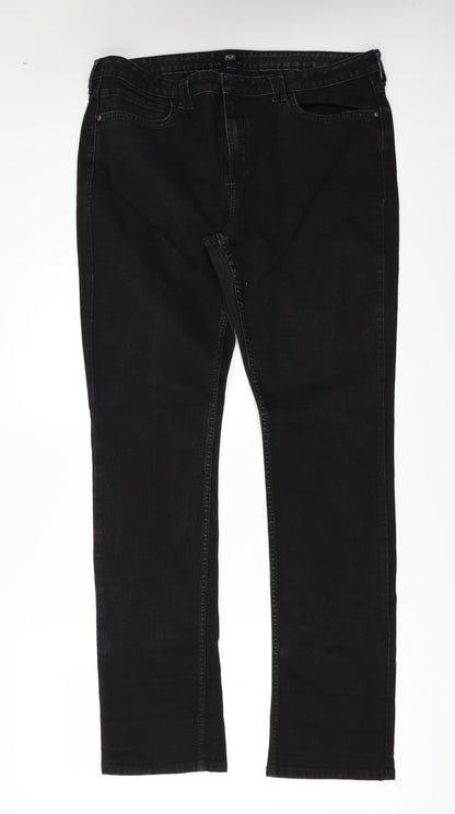 F&F Womens Black  Denim Tapered Jeans Size 12 L32 in