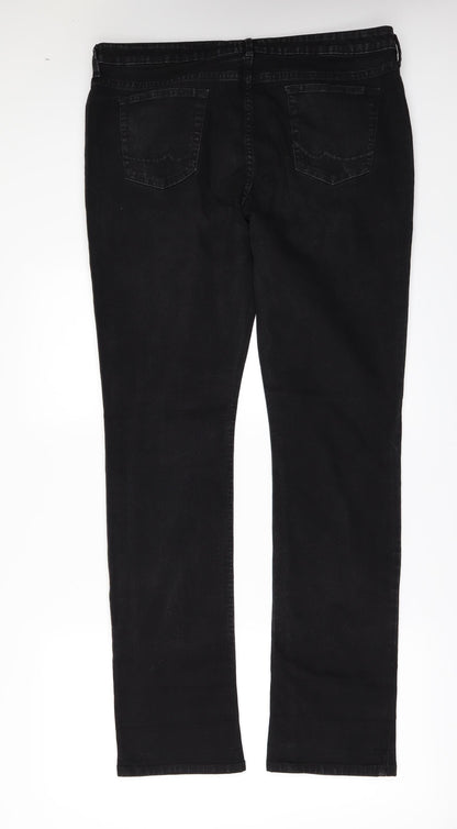 F&F Womens Black  Denim Tapered Jeans Size 12 L32 in