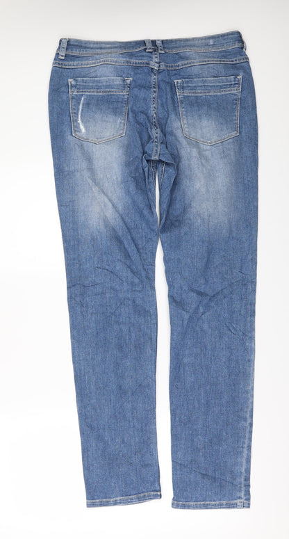 Womens UK Size 12 Gina Regular Fit Straight Blue Jeans
