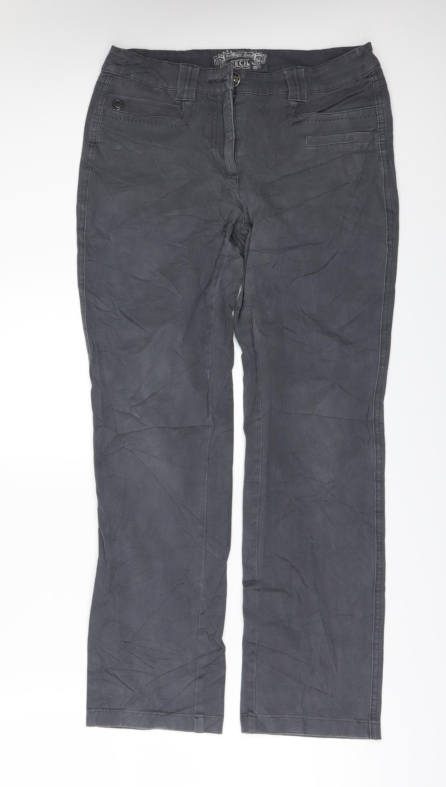 Womens UK Size 28 in Cecil Regular Fit Straight Grey Jeans