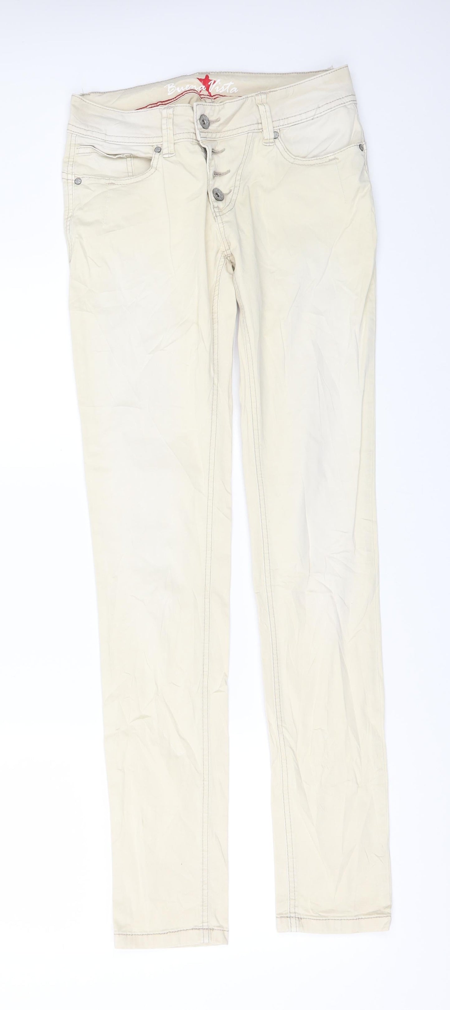 Womens UK Size 2XS Buena Vista Regular Fit Skinny Beige Jeans