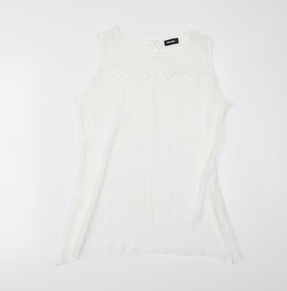 FULLAH SUGAR Womens White   Tunic Blouse Size L
