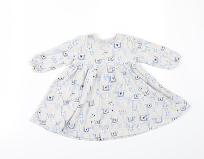 Marks and Spencer Girls Grey Geometric  A-Line  Size 3-6 Months