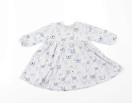 Marks and Spencer Girls Grey Geometric  A-Line  Size 3-6 Months
