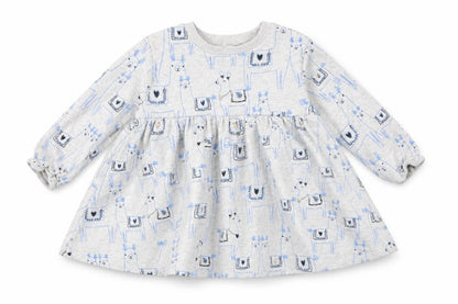 Front view of Marks & Spencer girls’ grey geometric a-line, size 3-6, months