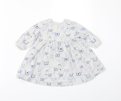 Marks and Spencer Girls Grey Geometric  A-Line  Size 3-6 Months