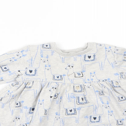 Marks and Spencer Girls Grey Geometric  A-Line  Size 3-6 Months