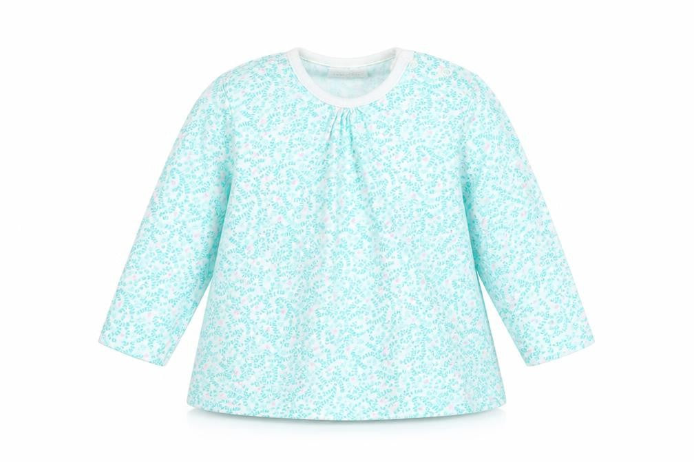 Front view of Next girls’ green floral a-line, size 3-6, months