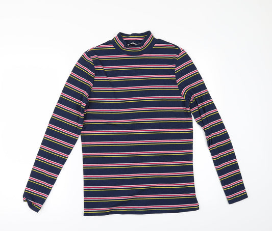 TU Womens Blue Striped  Basic T-Shirt Size 12