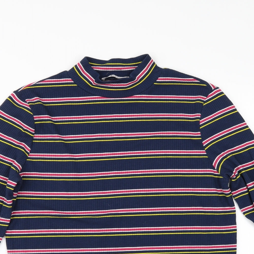 TU Womens Blue Striped  Basic T-Shirt Size 12