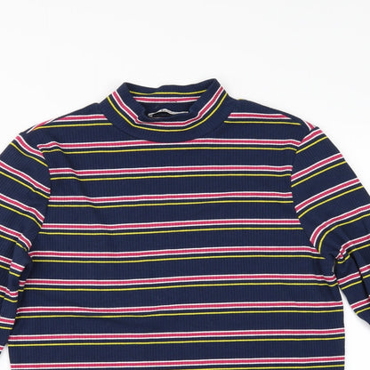 TU Womens Blue Striped  Basic T-Shirt Size 12