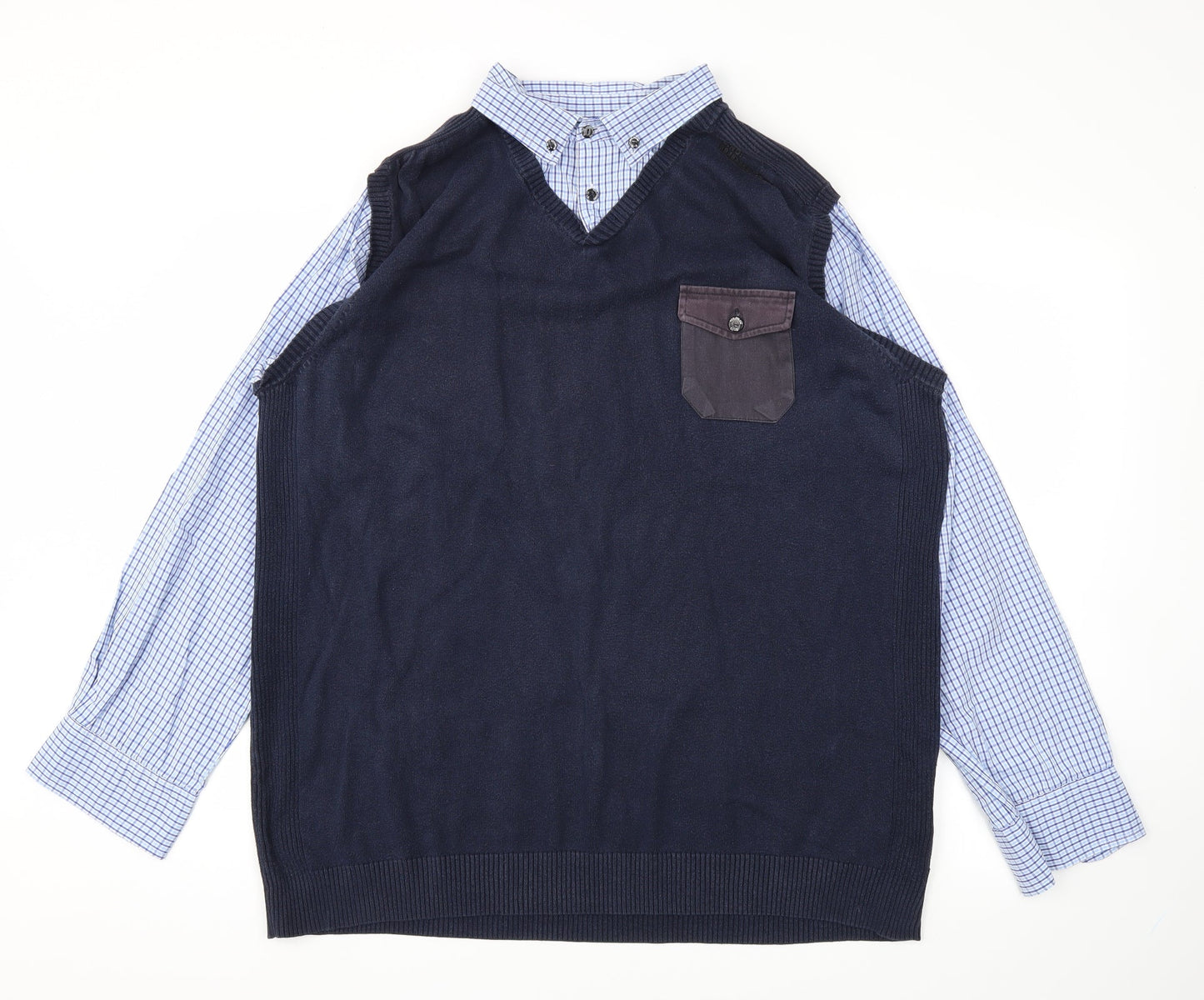 Easy Mens Blue Check   Polo Size 2XL