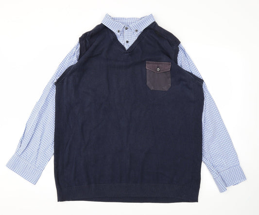 Easy Mens Blue Check   Polo Size 2XL