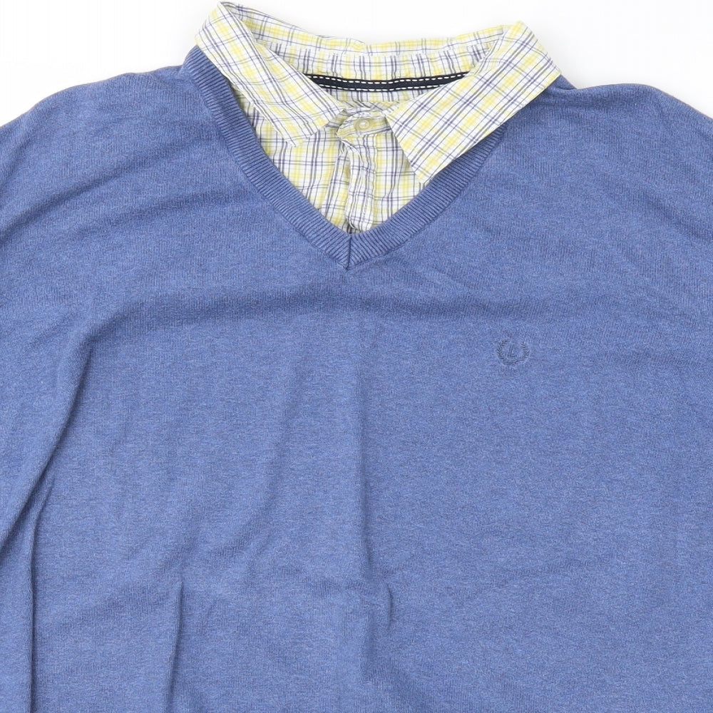 Lincoln Mens Blue Check   T-Shirt Size 2XL