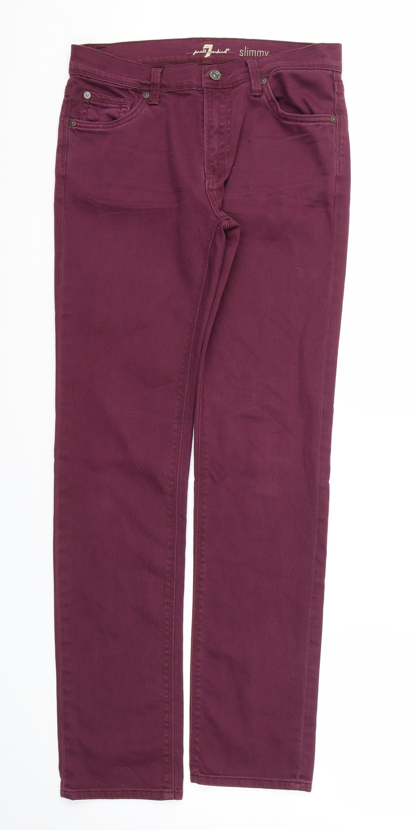 Womens UK Size 30 Preworn Regular Fit Straight Pink Jeans