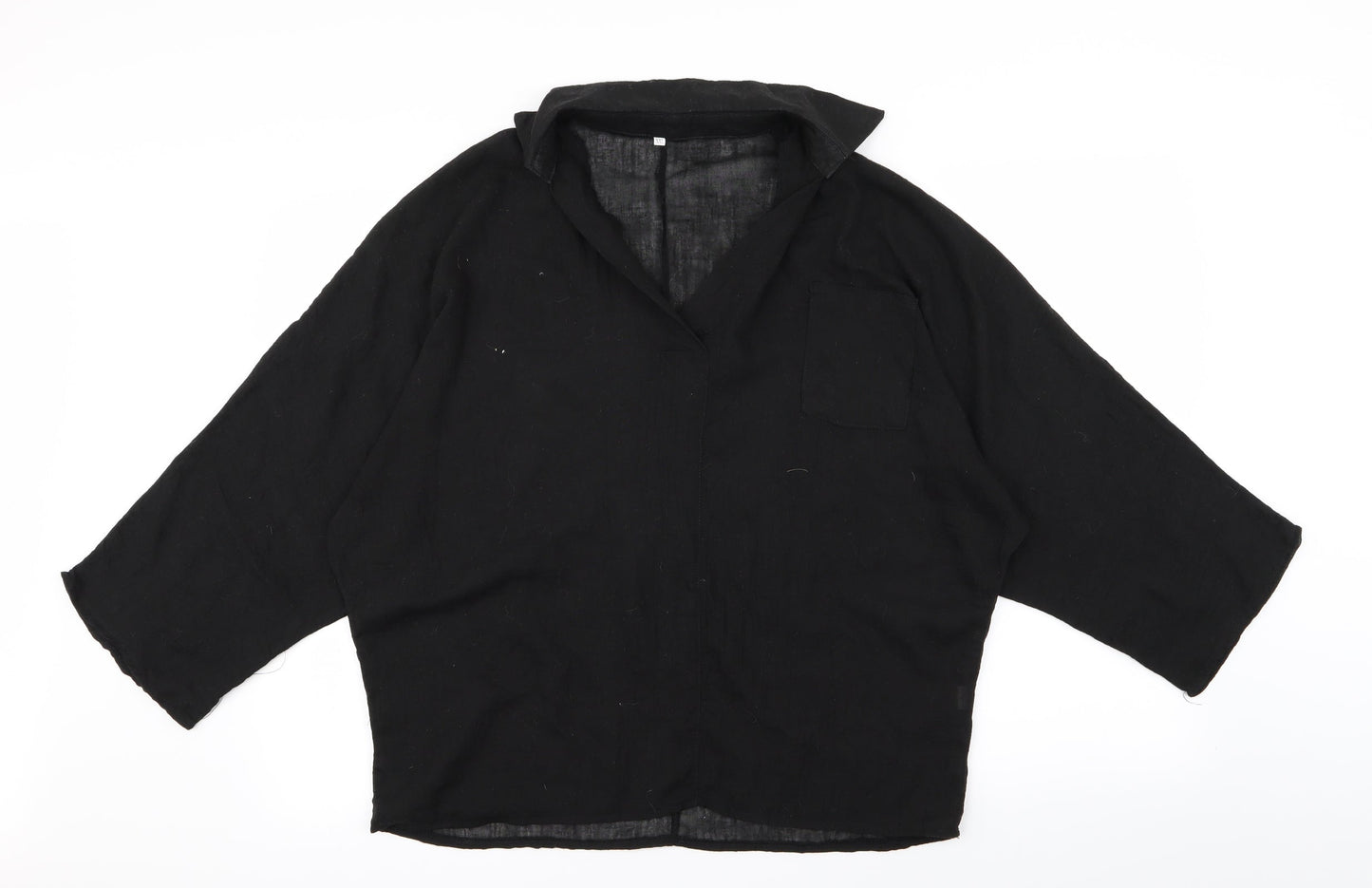 Womens UK Size 2XL Preworn Black Basic Blouse