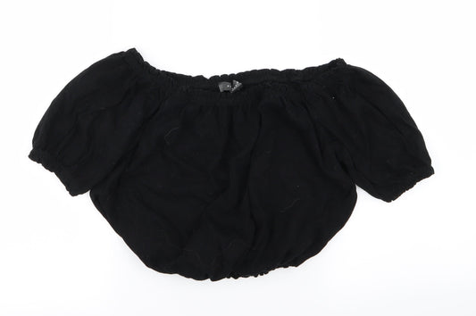 Primark Womens Black   Basic T-Shirt Size 14  - crop