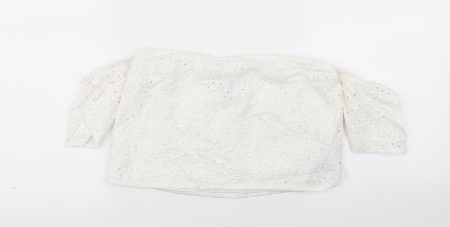 parisian Womens White   Basic T-Shirt Size 10  - crop