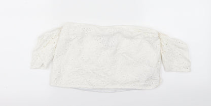 parisian Womens White   Basic T-Shirt Size 10  - crop