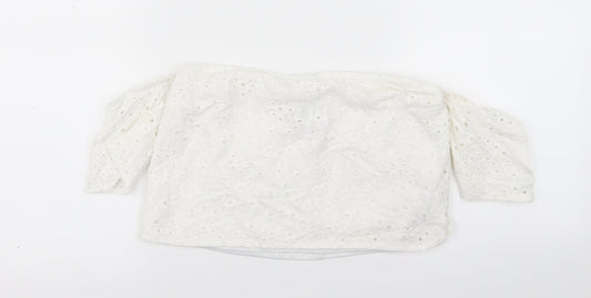 parisian Womens White   Basic T-Shirt Size 10  - crop