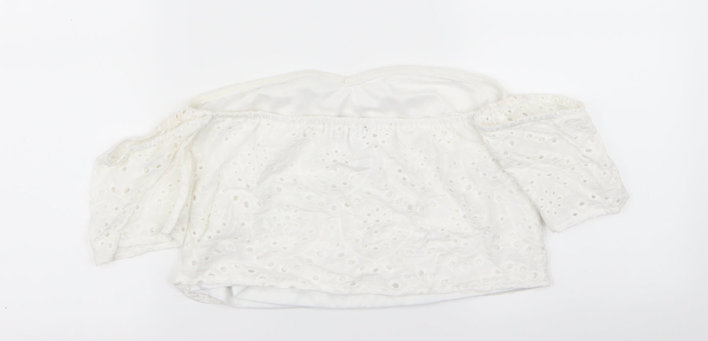 parisian Womens White   Basic T-Shirt Size 10  - crop