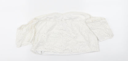 parisian Womens White   Basic T-Shirt Size 10  - crop