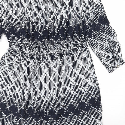 NEXT Womens Blue Geometric  Fit & Flare  Size 10