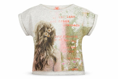 Next Girls Grey Floral  Basic T-Shirt Size 7 Years