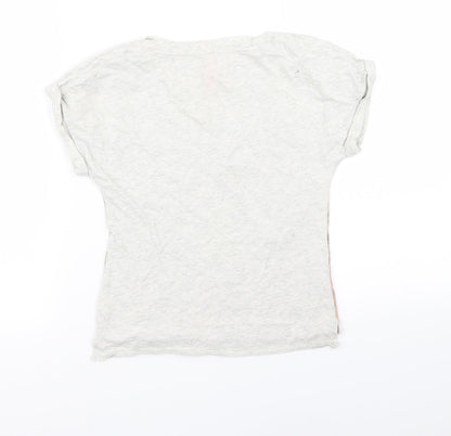 Next Girls Grey Floral  Basic T-Shirt Size 7 Years