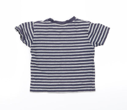 MINIMODE Boys Blue Striped  Basic T-Shirt Size 18-24 Months
