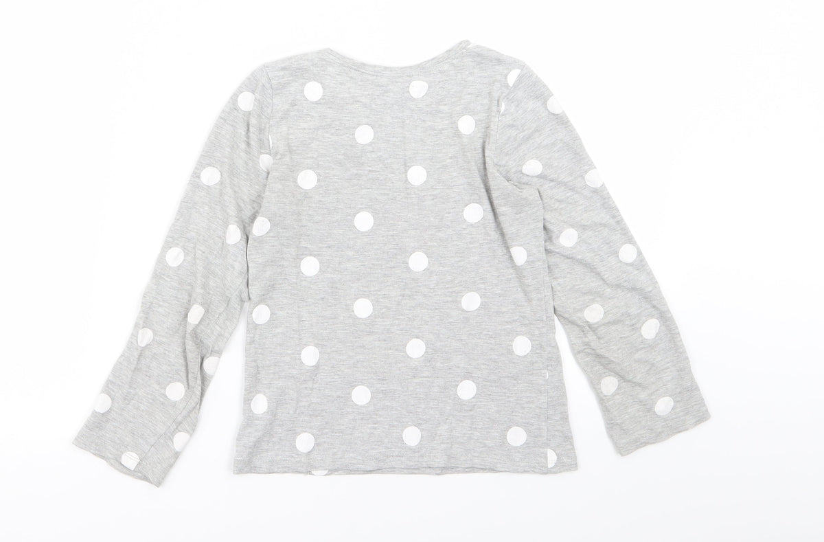 H&M Girls Grey Polka Dot  Basic T-Shirt Size 7-8 Years