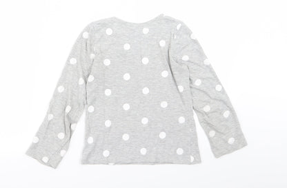 H&M Girls Grey Polka Dot  Basic T-Shirt Size 7-8 Years
