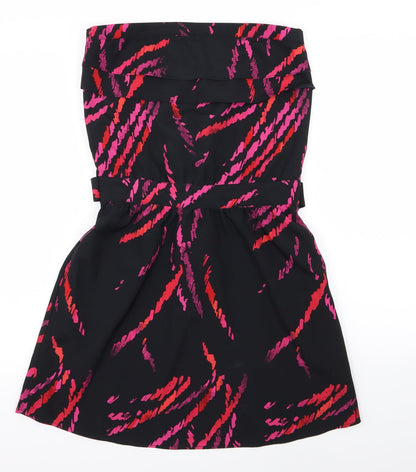 Miss Selfridge Womens Black Geometric  Fit & Flare  Size 10