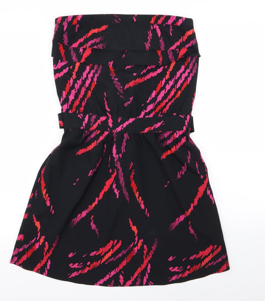 Miss Selfridge Womens Black Geometric  Fit & Flare  Size 10