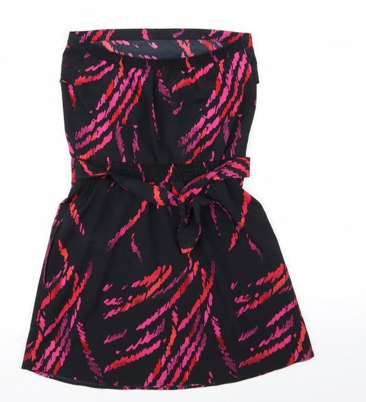 Miss Selfridge Womens Black Geometric  Fit & Flare  Size 10