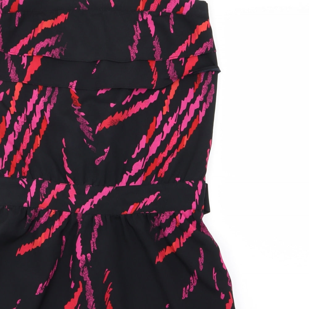 Miss Selfridge Womens Black Geometric  Fit & Flare  Size 10