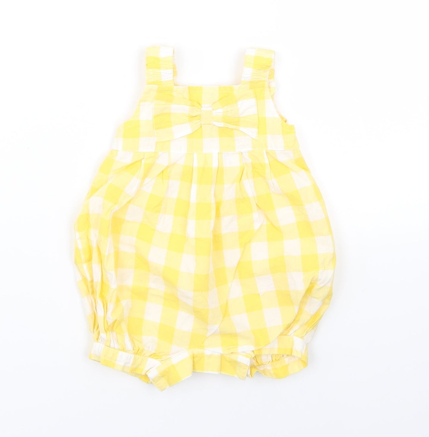 Monsoon Girls Yellow Check  Pinafore/Dungaree Dress  Size 0-3 Months