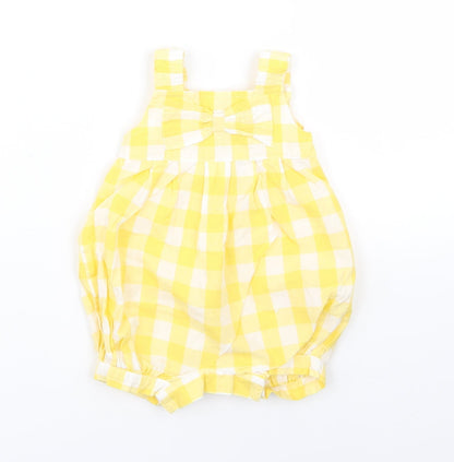 Monsoon Girls Yellow Check  Pinafore/Dungaree Dress  Size 0-3 Months