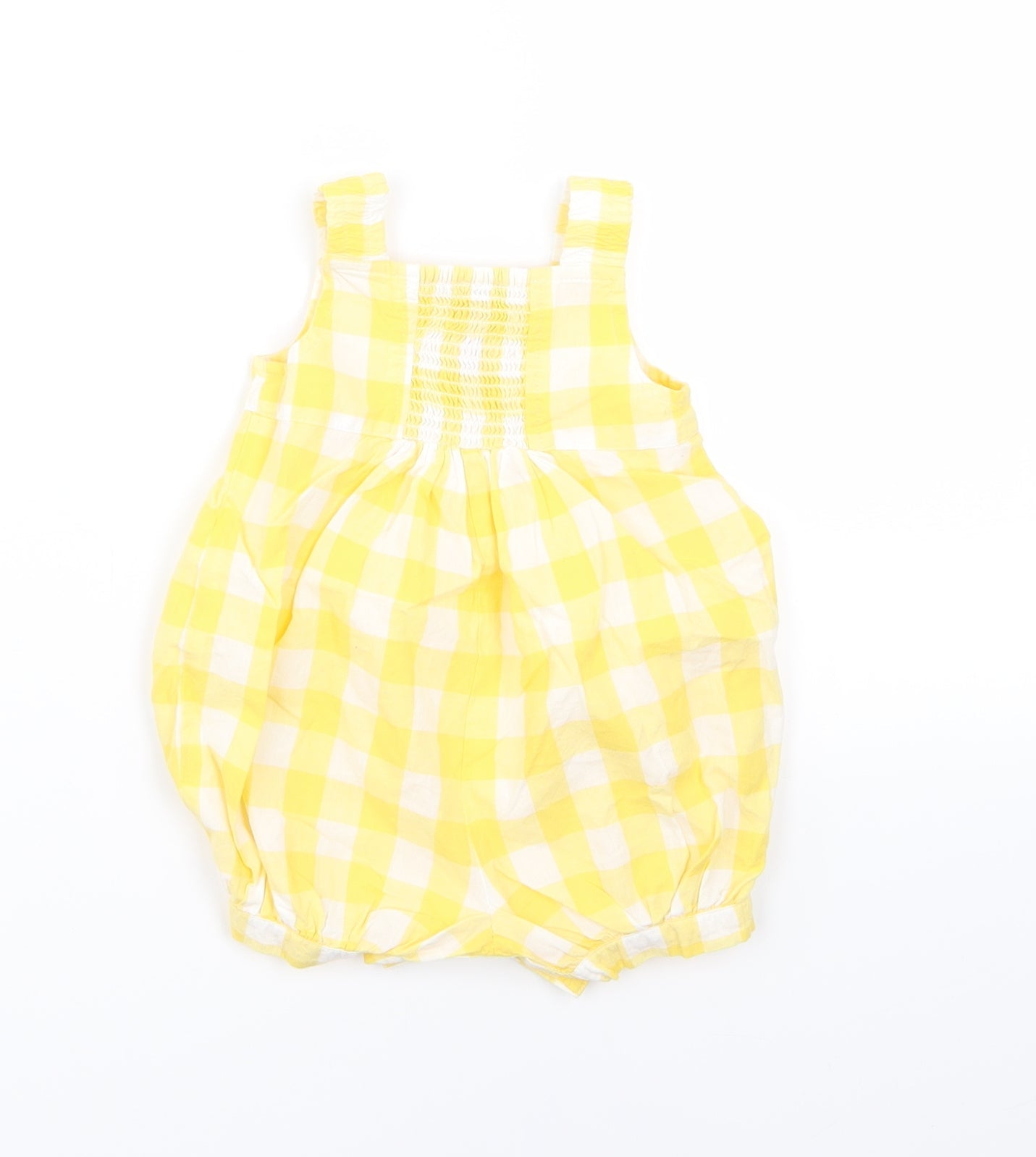 Monsoon Girls Yellow Check  Pinafore/Dungaree Dress  Size 0-3 Months