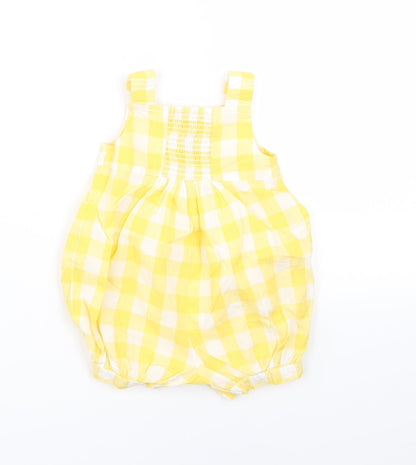 Monsoon Girls Yellow Check  Pinafore/Dungaree Dress  Size 0-3 Months