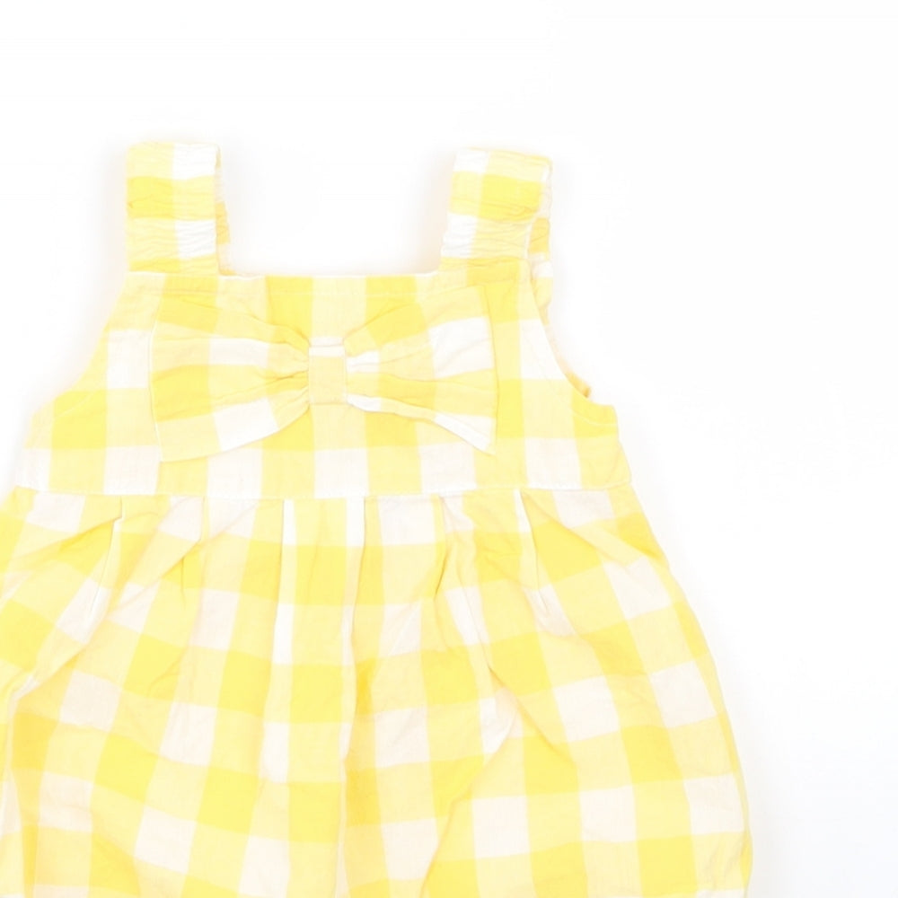 Monsoon Girls Yellow Check  Pinafore/Dungaree Dress  Size 0-3 Months