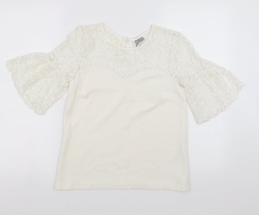 ASOS Womens White   Basic Blouse Size 8  - floral lace detail