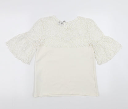 ASOS Womens White   Basic Blouse Size 8  - floral lace detail