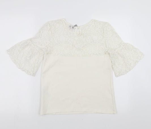 ASOS Womens White   Basic Blouse Size 8  - floral lace detail