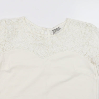 ASOS Womens White   Basic Blouse Size 8  - floral lace detail
